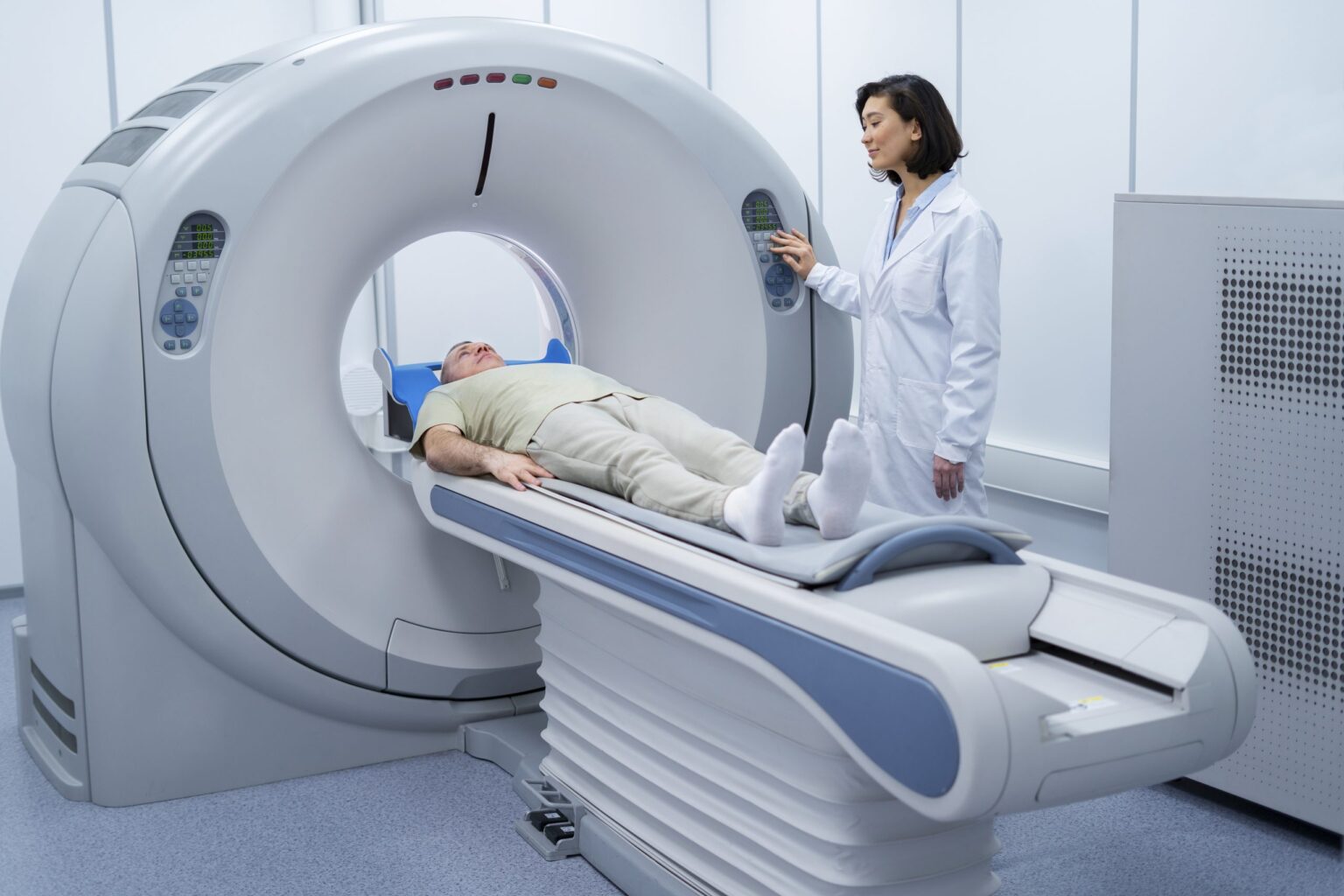 Patient undergoing a CT scan